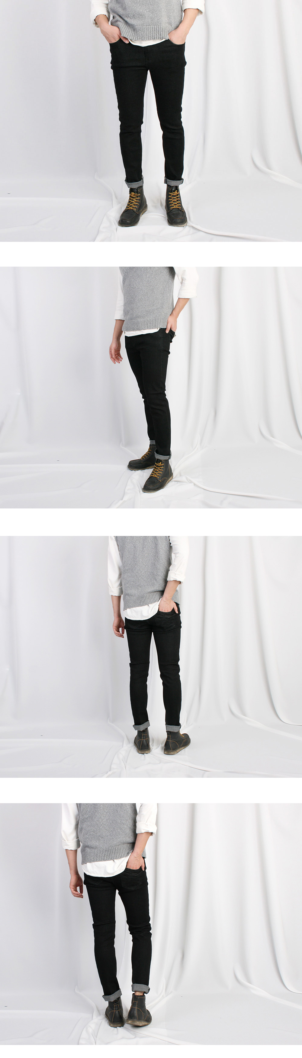 Korea Jeans Pants Men Straight Pit Stone Washing B