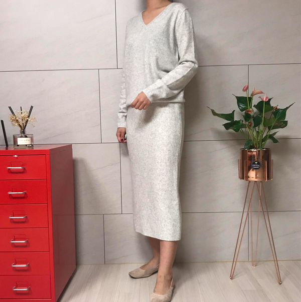 HOLOGENMENT Cashmere Knit Long Skirt H Line Skirt 