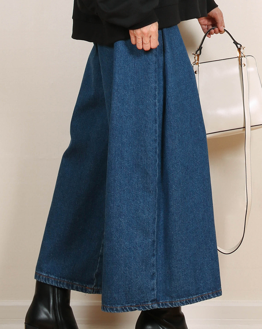 Korea Jeans Pants Banding Denim Wide Pants