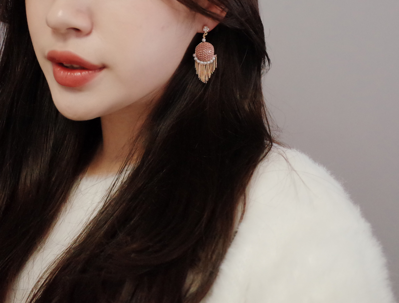 Mirrorball Shine Chalang Chain Tassel Earrings Han