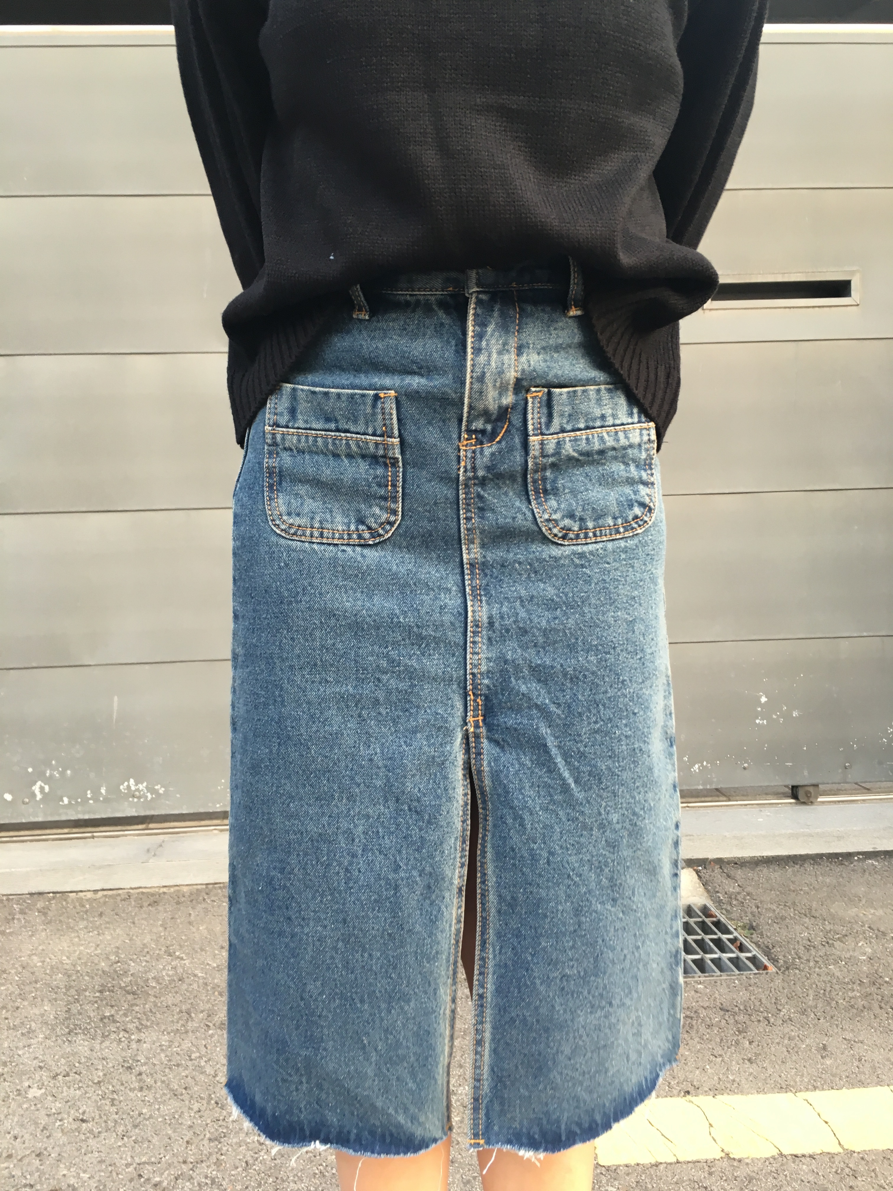 Denim Skirt Vintage Skirt Long Sheepskin Coat Deni