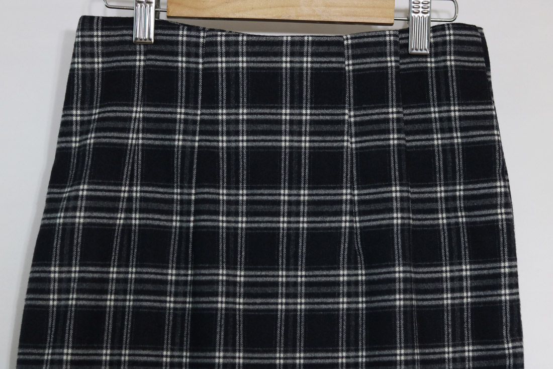 H Line Check Long Skirts Midi Mid Autumn Winter Wo