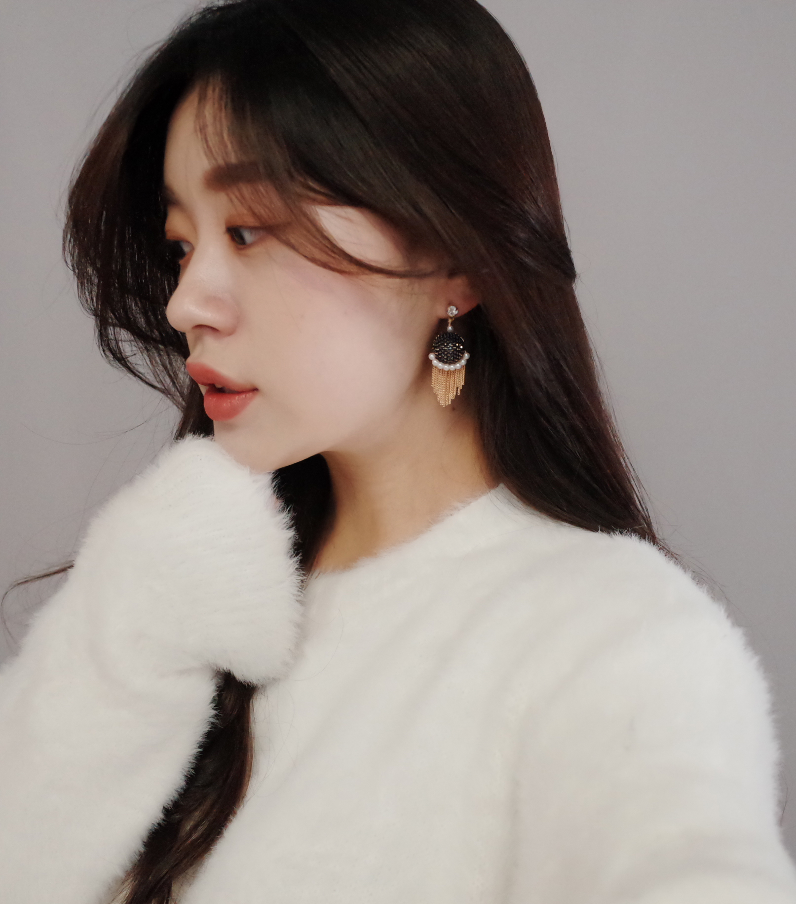 Mirrorball Shine Chalang Chain Tassel Earrings Han