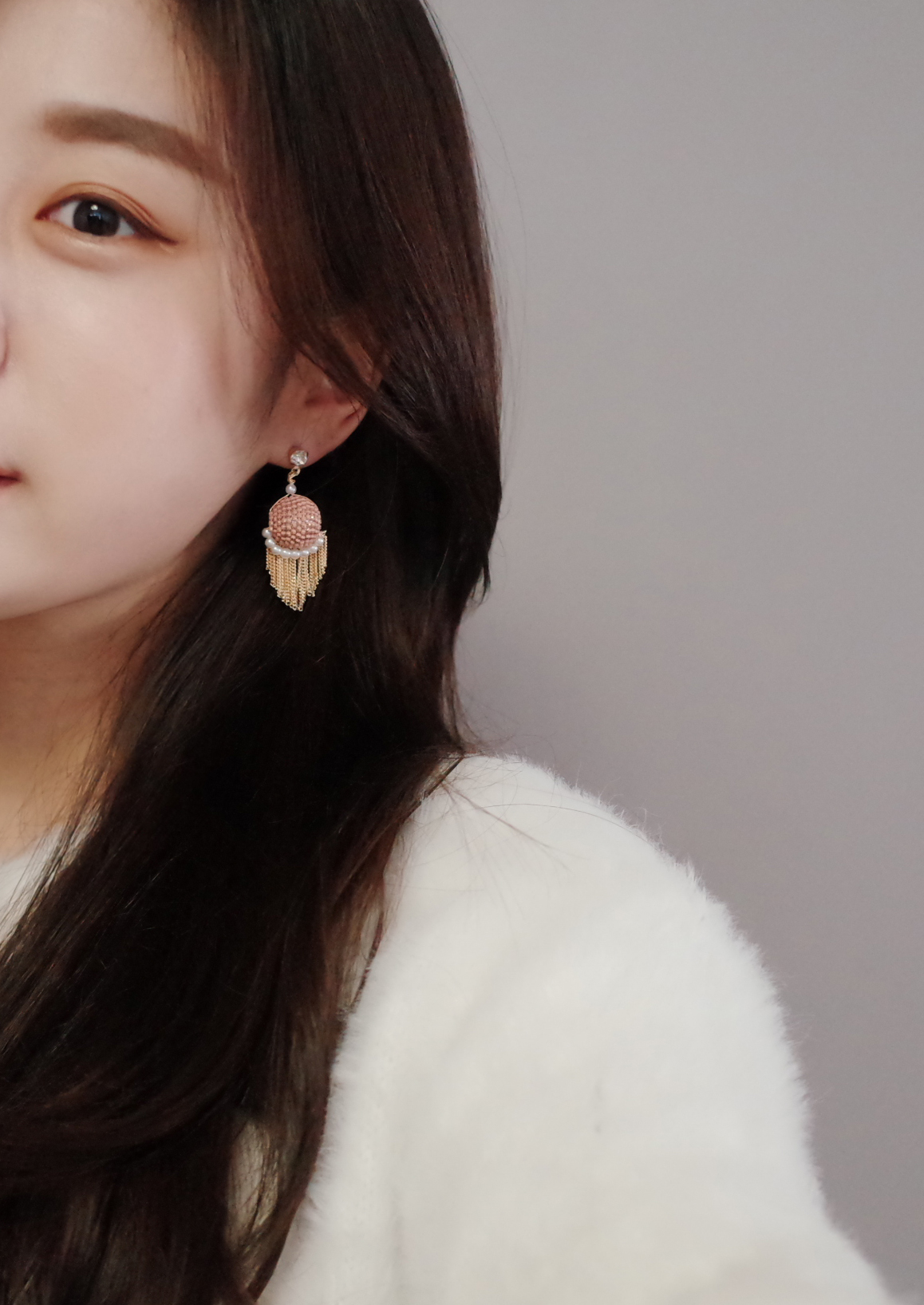 Mirrorball Shine Chalang Chain Tassel Earrings Han