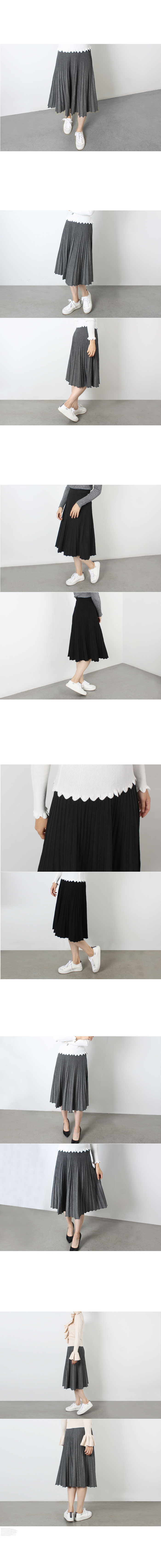 Pleated Bending Knit Skirt - Flare Long Gol Mermai