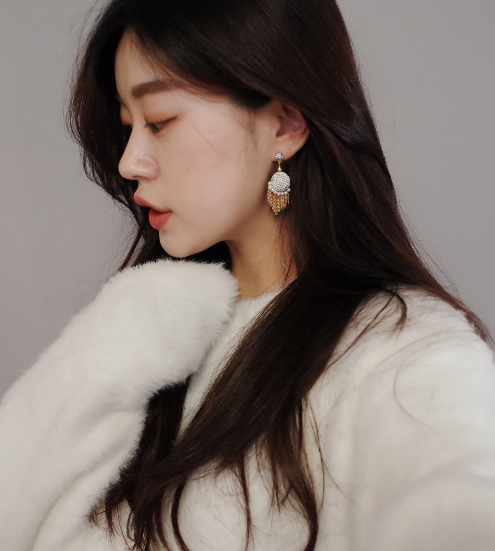 Mirrorball Shine Chalang Chain Tassel Earrings Han