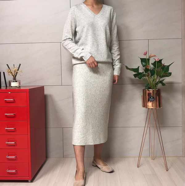 HOLOGENMENT Cashmere Knit Long Skirt H Line Skirt 