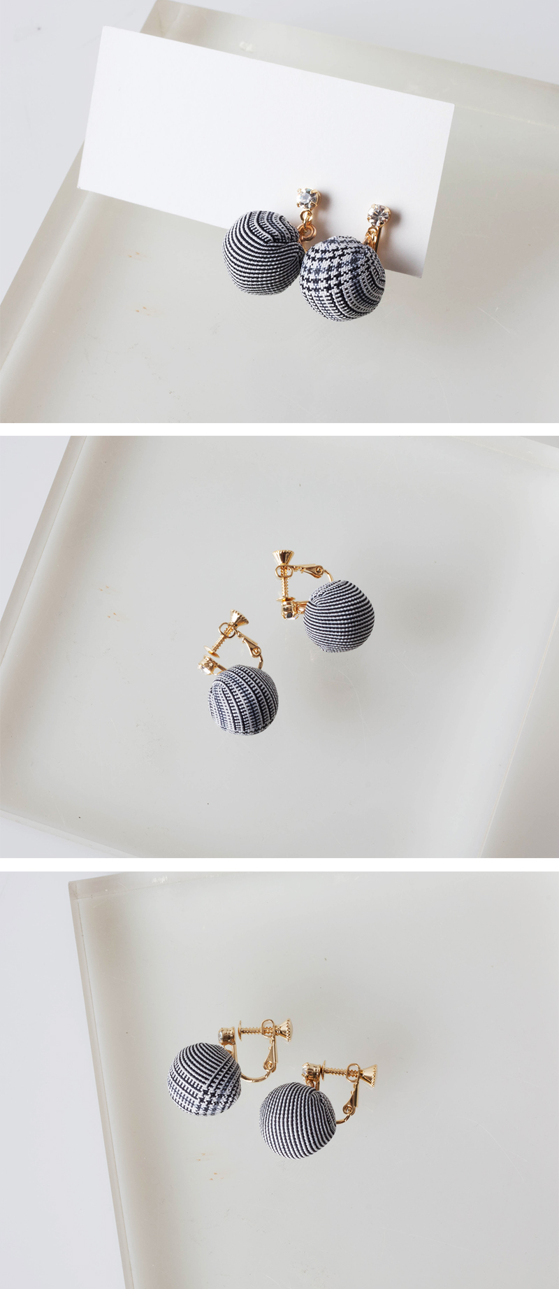 Free shipping Fashionable check Cotton ball ear Cu