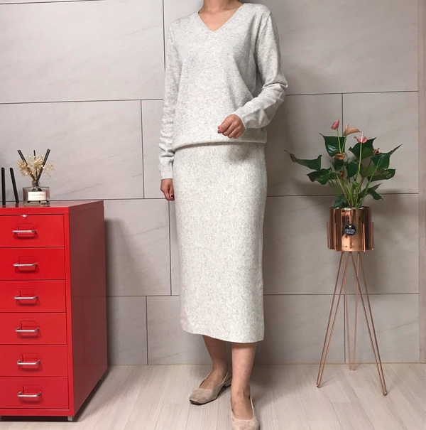 HOLOGENMENT Cashmere Knit Long Skirt H Line Skirt 