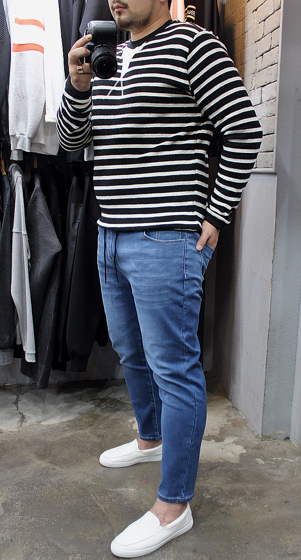 Korea Jeans Pants Men's Big Size Waist Bending 