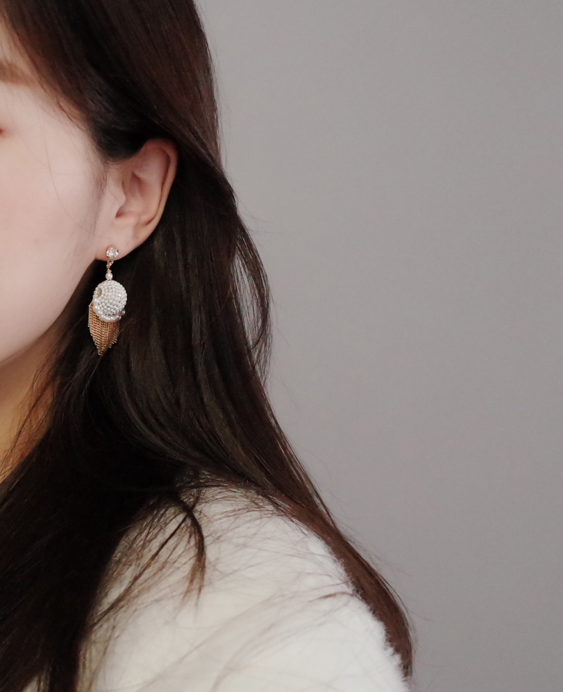 Mirrorball Shine Chalang Chain Tassel Earrings Han