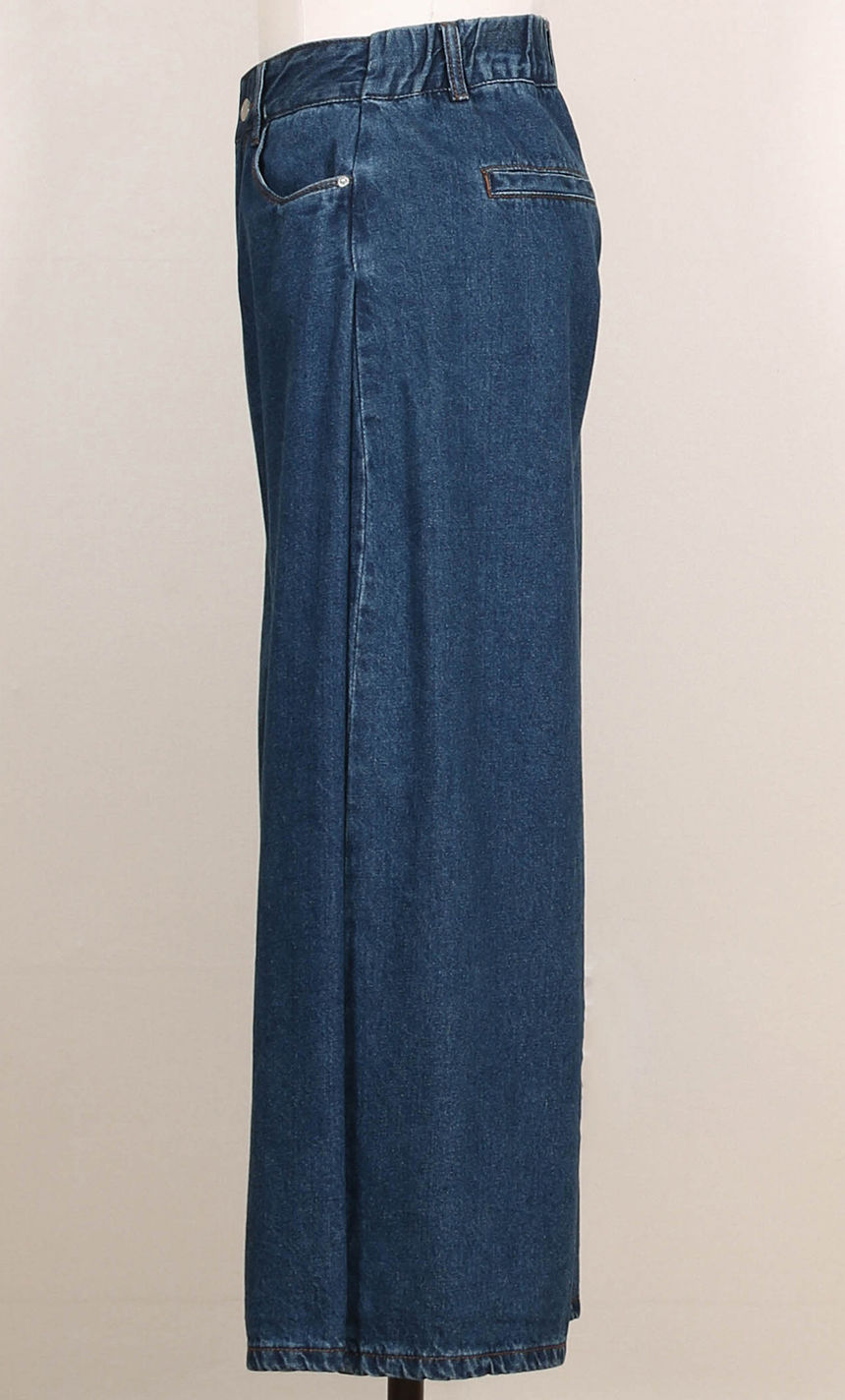 Korea Jeans Pants Banding Denim Wide Pants