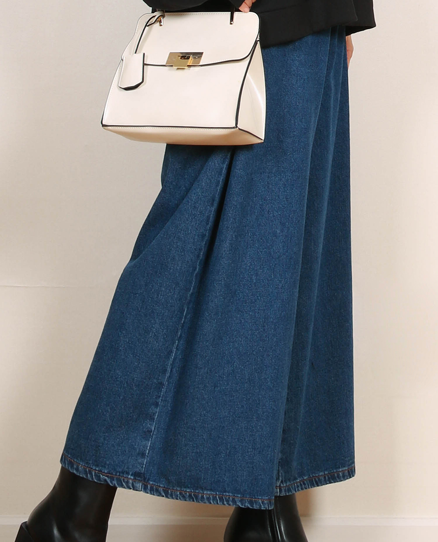 Korea Jeans Pants Banding Denim Wide Pants