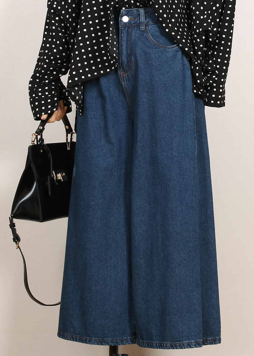 Korea Jeans Pants Banding Denim Wide Pants