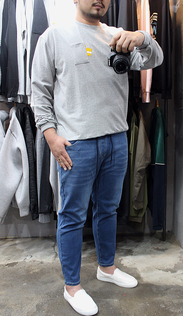 Korea Jeans Pants Men's Big Size Waist Bending 