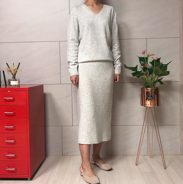 HOLOGENMENT Cashmere Knit Long Skirt H Line Skirt 