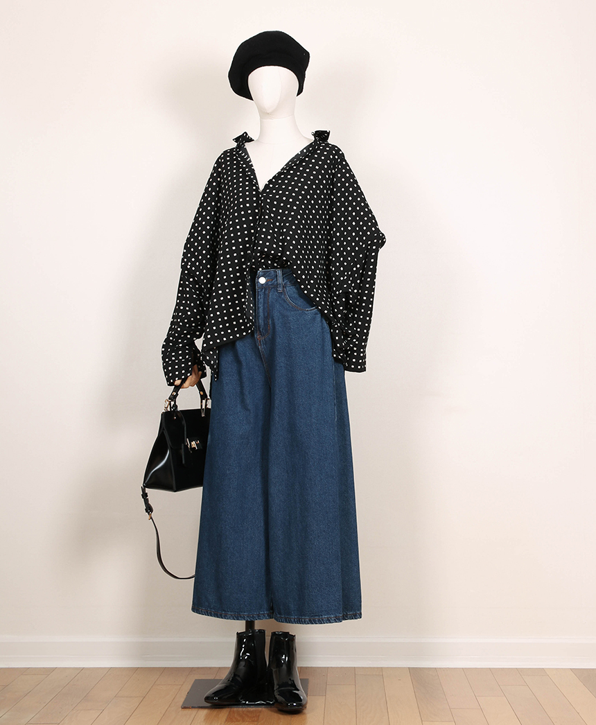 Korea Jeans Pants Banding Denim Wide Pants