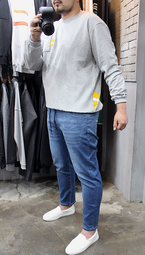 Korea Jeans Pants Men's Big Size Waist Bending 