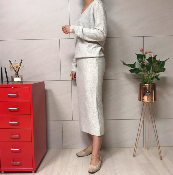 HOLOGENMENT Cashmere Knit Long Skirt H Line Skirt 