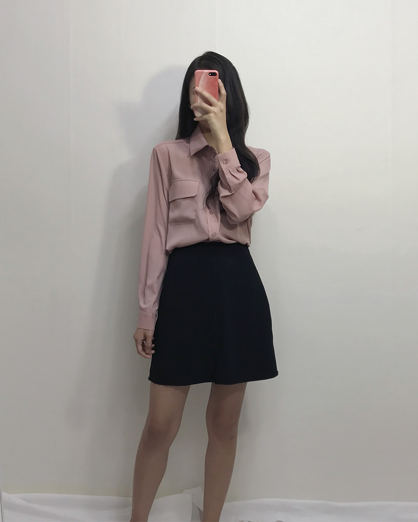 A Line Black Brown Mini Skirt Feminine Look Ha ha 