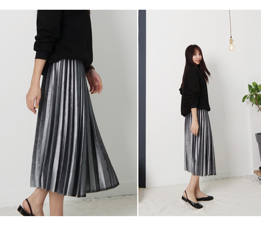 Velvet bending pleated skirt pleated skirt