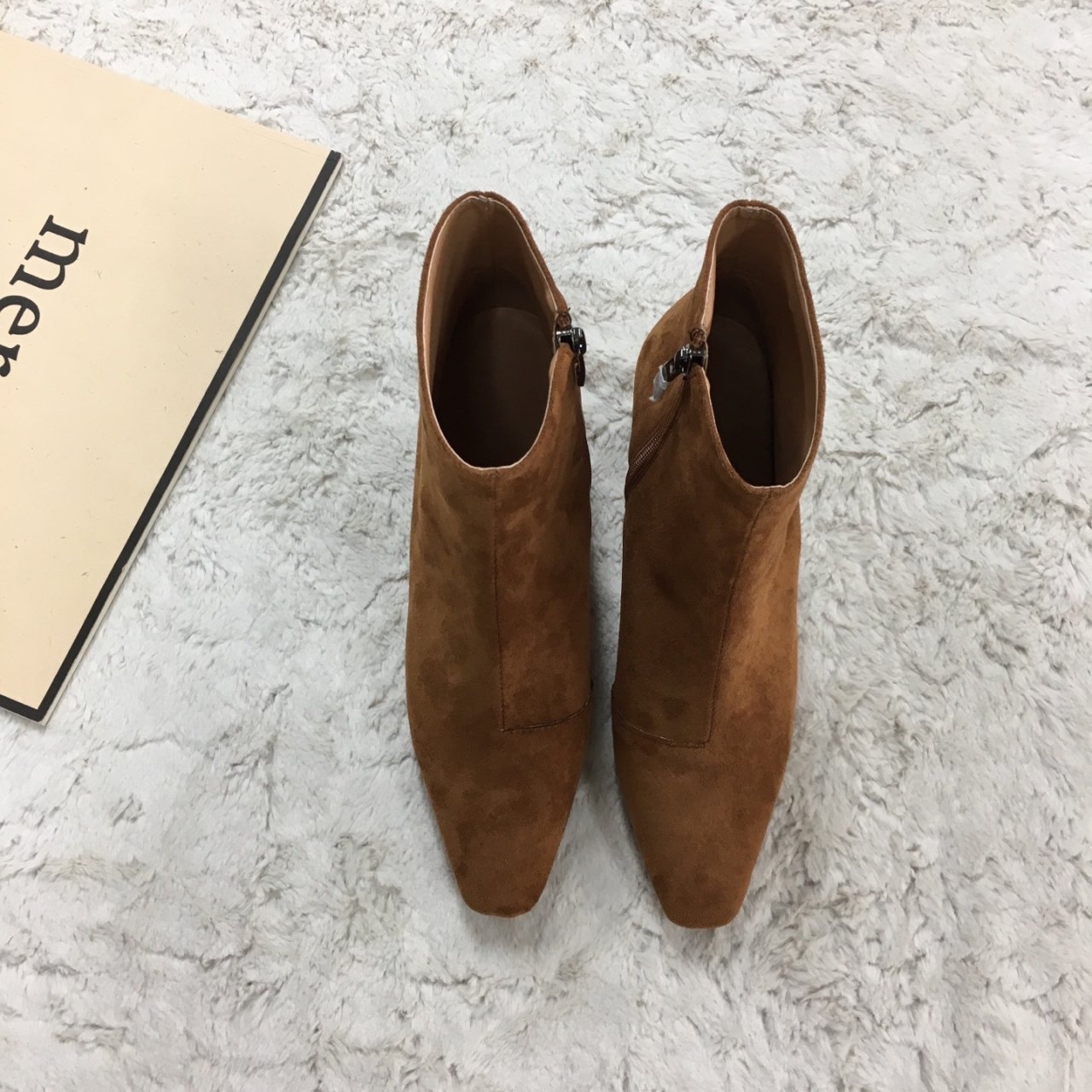 Suede Angle Boots 4color Middle-Heel Ankle Shinsei