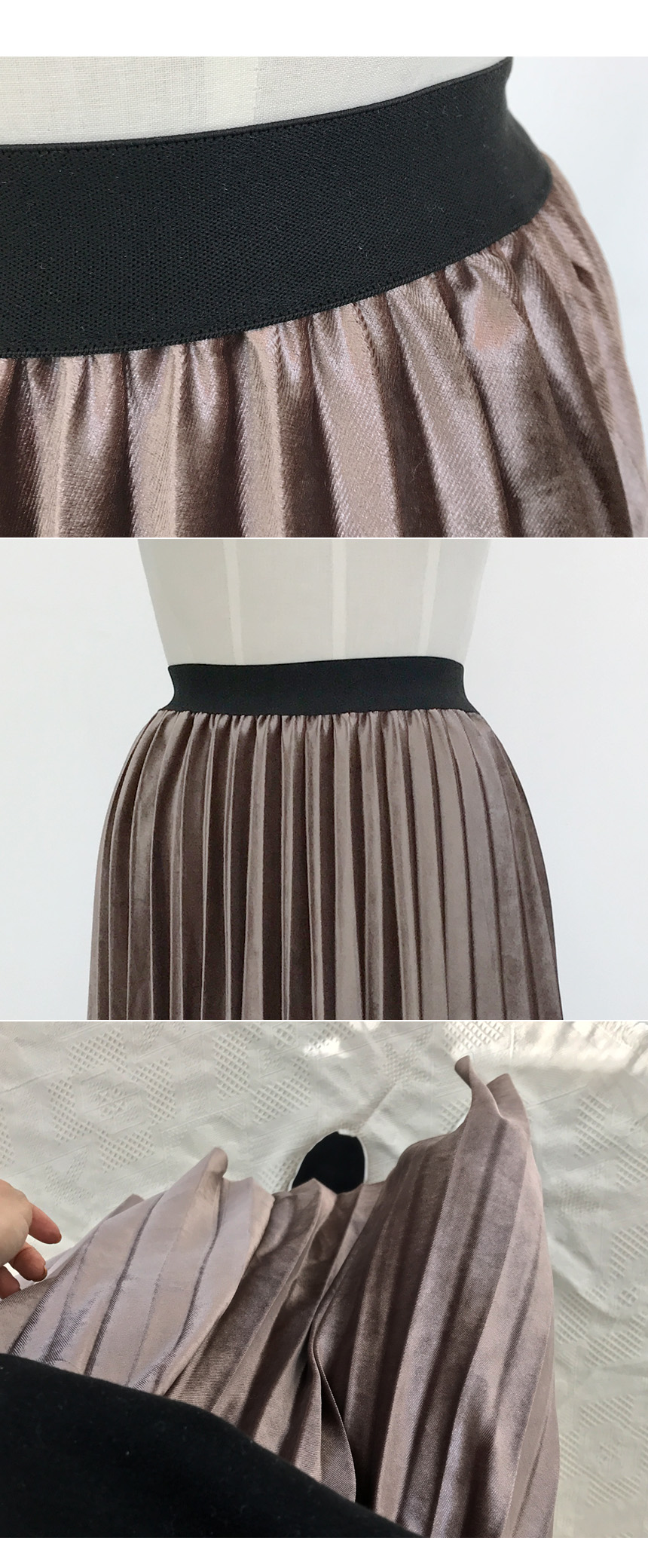 Velvet bending pleated skirt pleated skirt