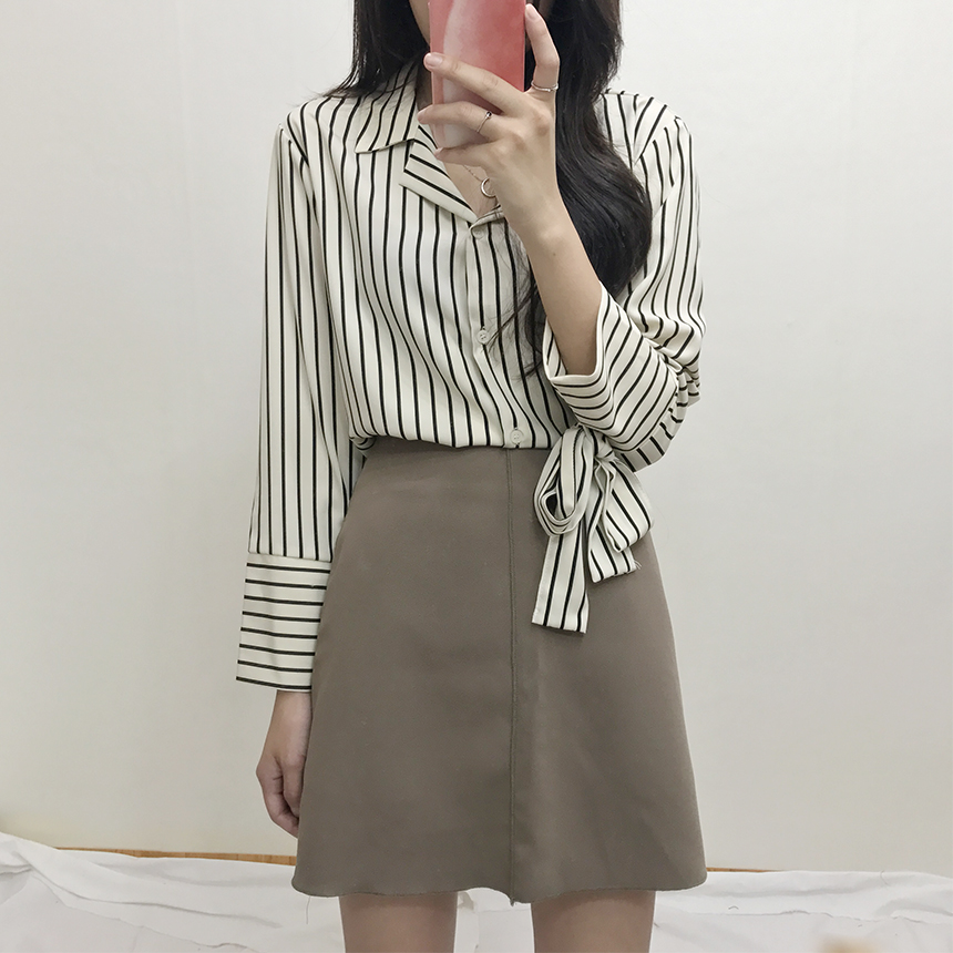 A Line Black Brown Mini Skirt Feminine Look Ha ha 