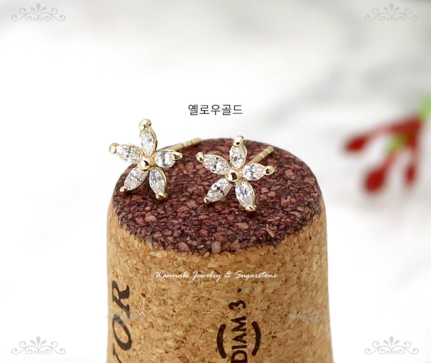 Flower Gold Pink Cubic 14k Earrings Sophisticated 