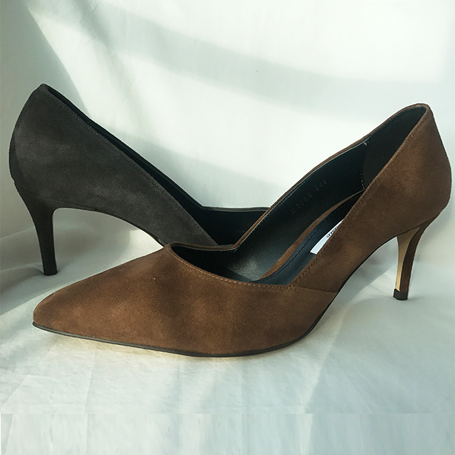 Cowhide stiletto mid heel 7cm black, beige, wine, 