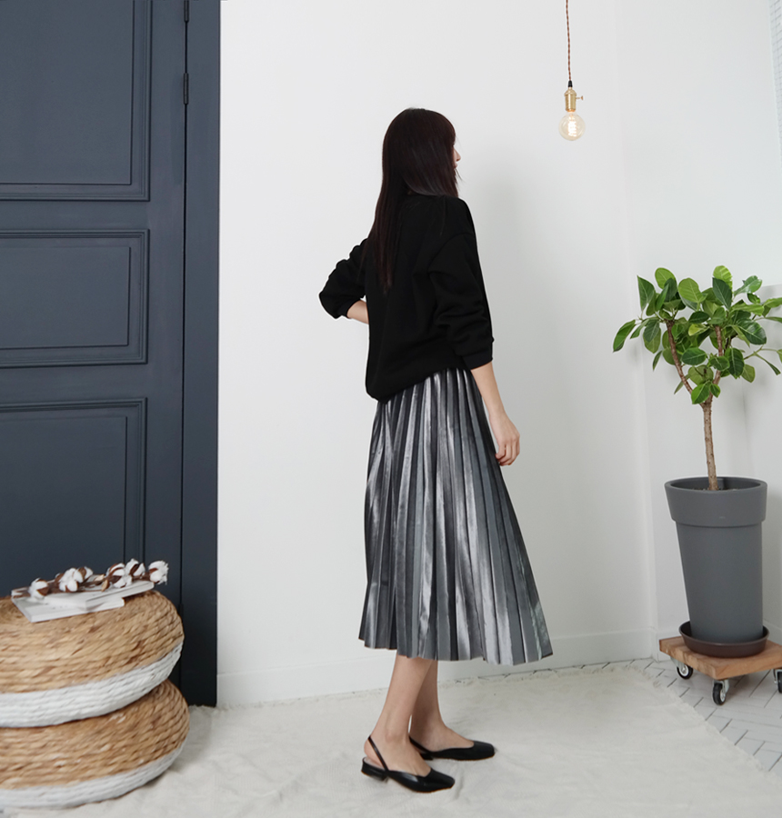 Velvet bending pleated skirt pleated skirt