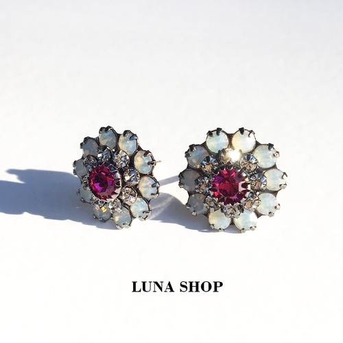 Bling pink earrings office look ladies mall access