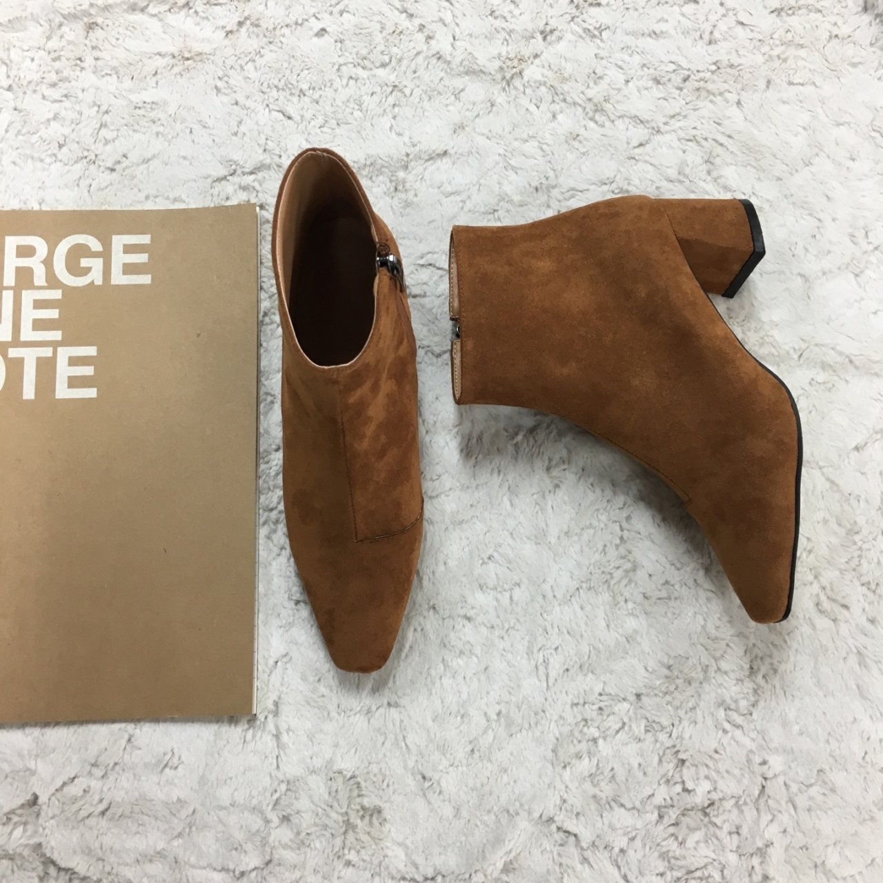 Suede Angle Boots 4color Middle-Heel Ankle Shinsei