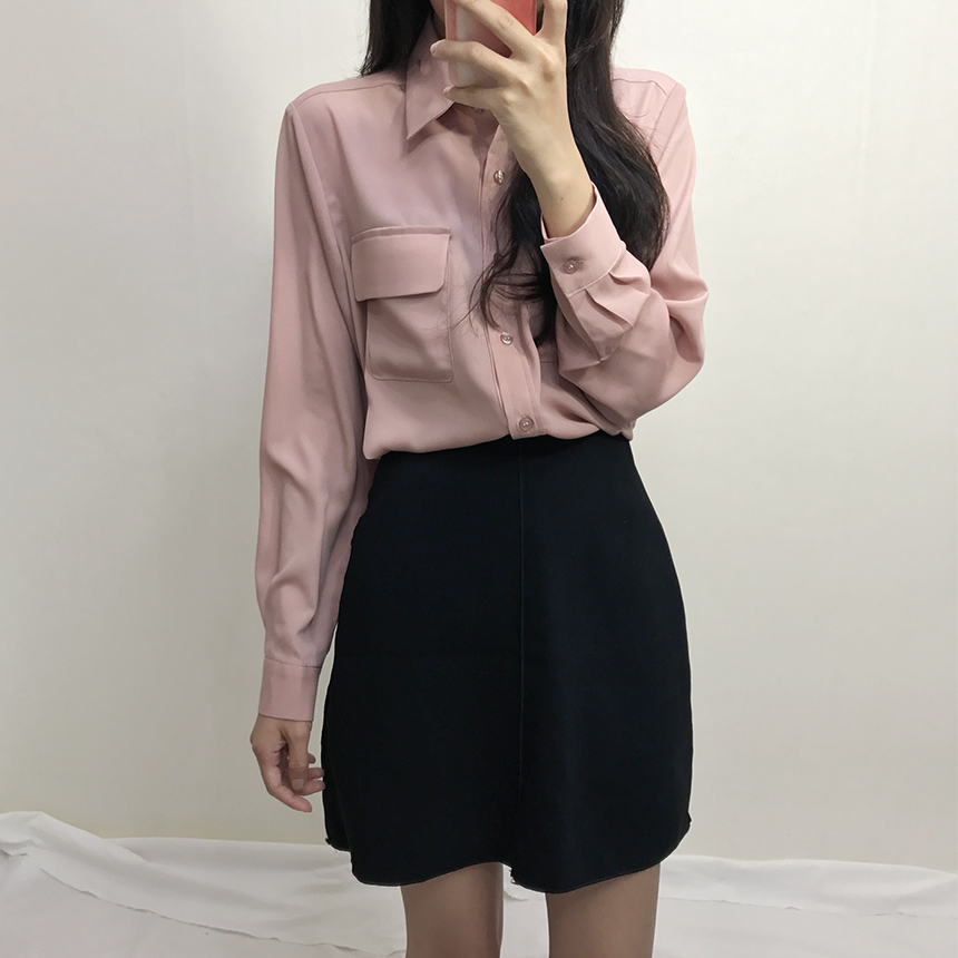 A Line Black Brown Mini Skirt Feminine Look Ha ha 