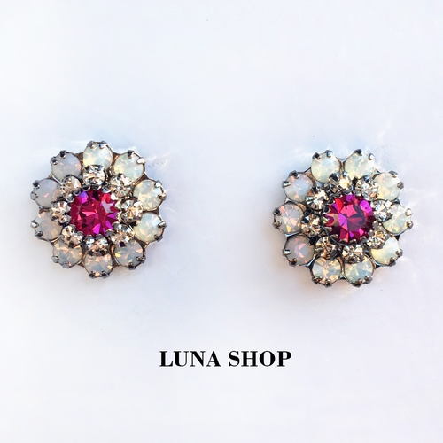 Bling pink earrings office look ladies mall access