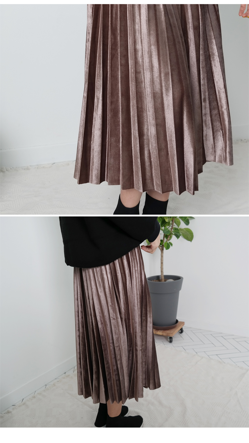Velvet bending pleated skirt pleated skirt