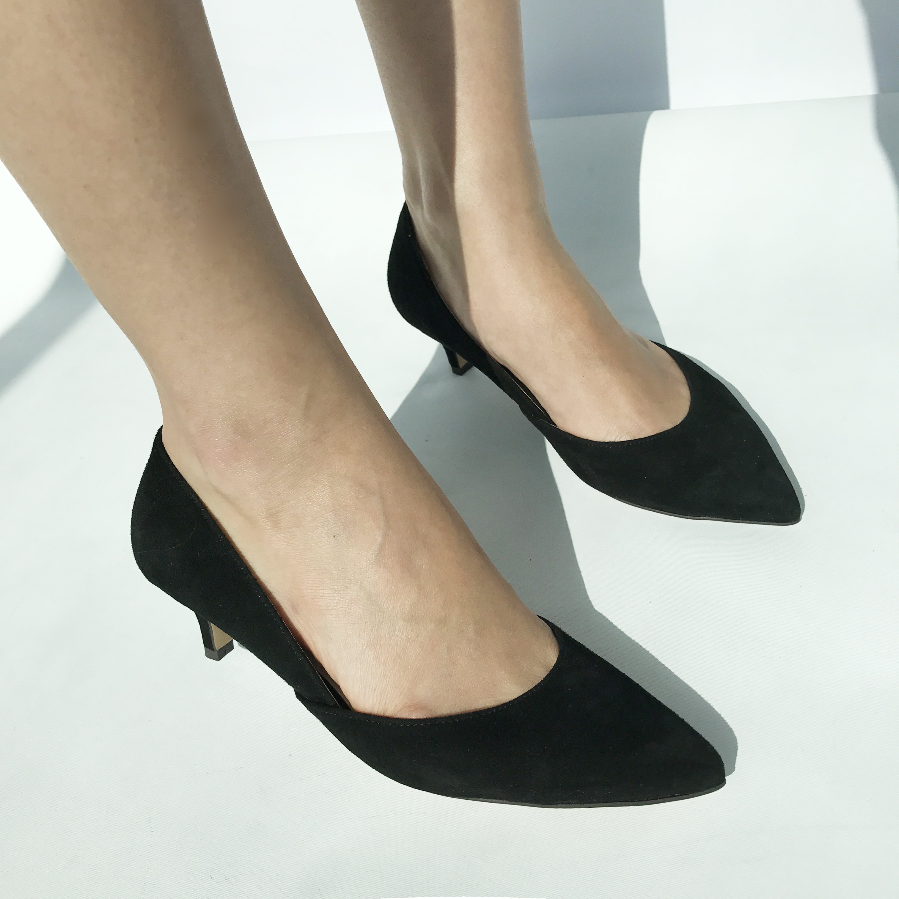 Sheepskin suede stiletto midsole 5cm handmade blac