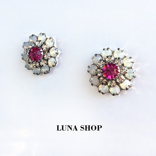 Bling pink earrings office look ladies mall access