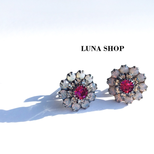 Bling pink earrings office look ladies mall access
