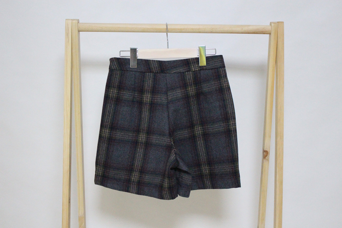 Check woolen wool mini skirt brushed pants 44 ~ 77
