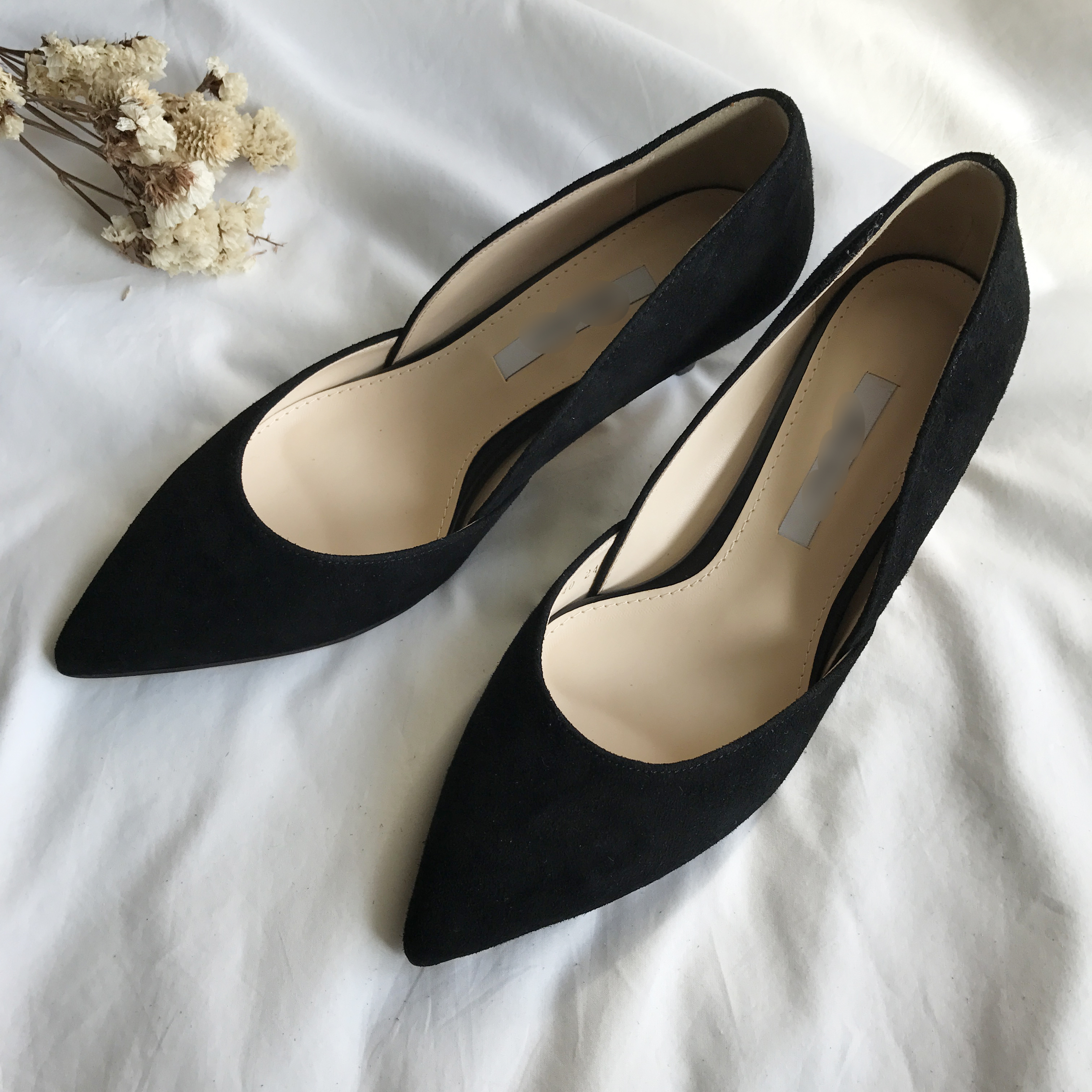 Sheepskin suede stiletto midsole 5cm handmade blac