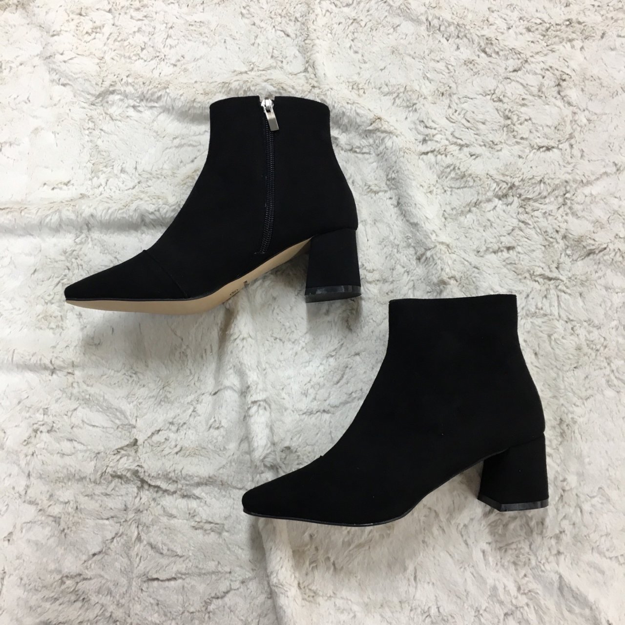 Suede Angle Boots 4color Middle-Heel Ankle Shinsei