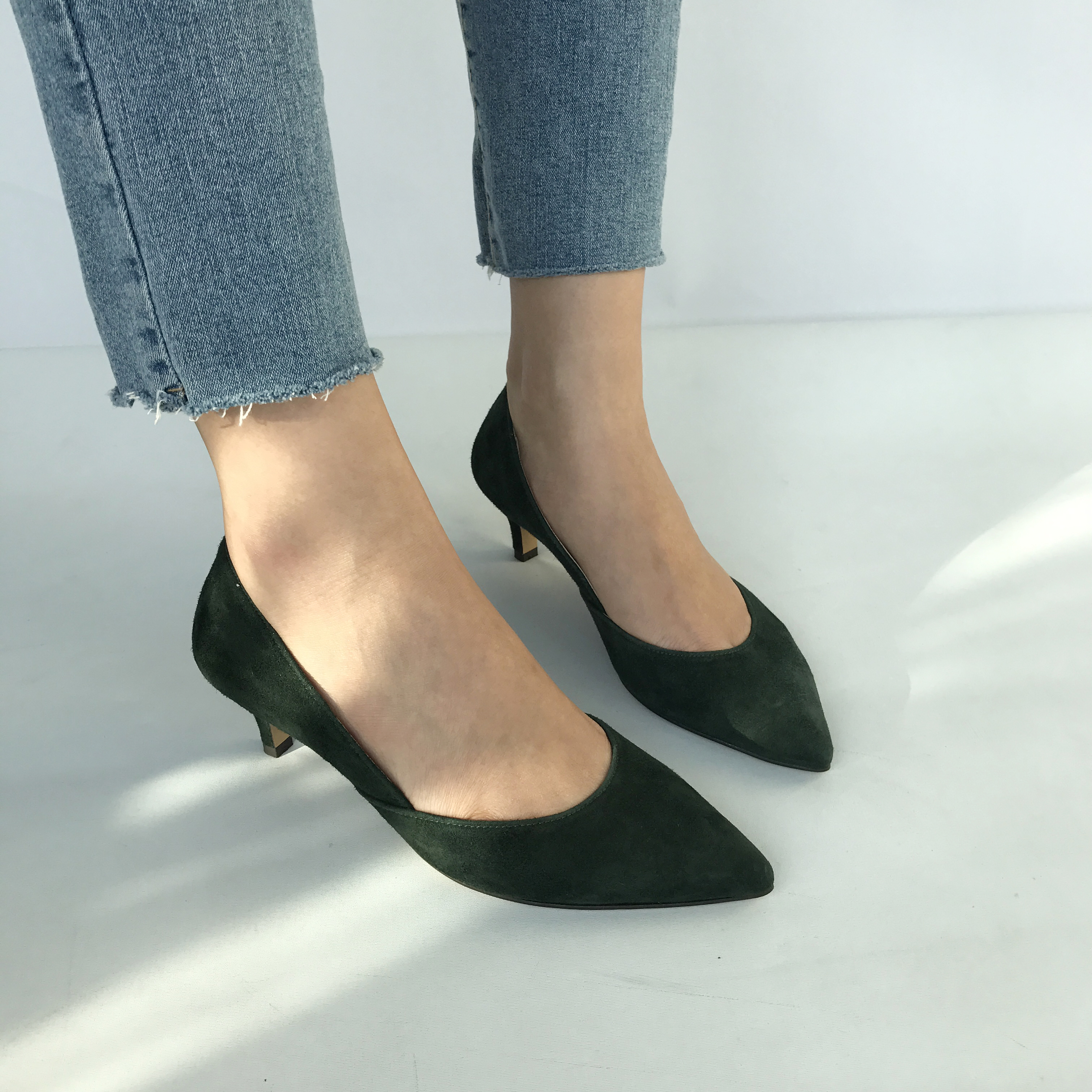 Sheepskin suede stiletto midsole 5cm handmade blac