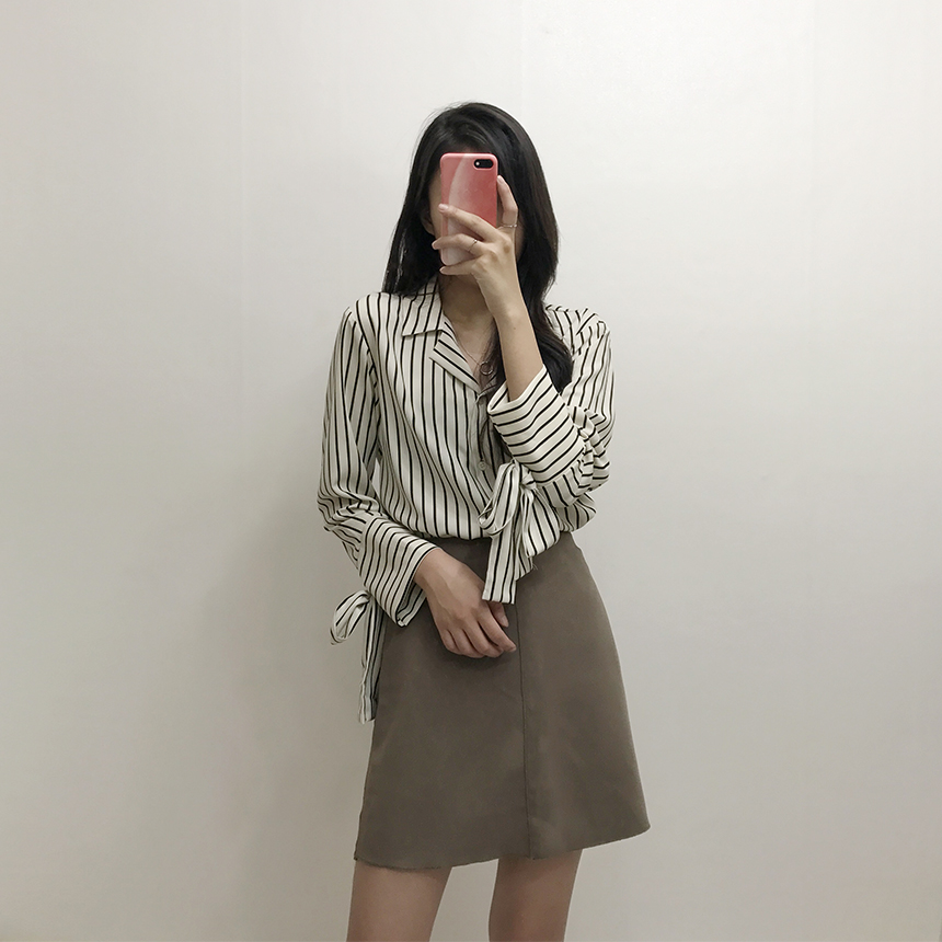 A Line Black Brown Mini Skirt Feminine Look Ha ha 