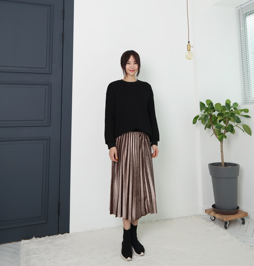 Velvet bending pleated skirt pleated skirt