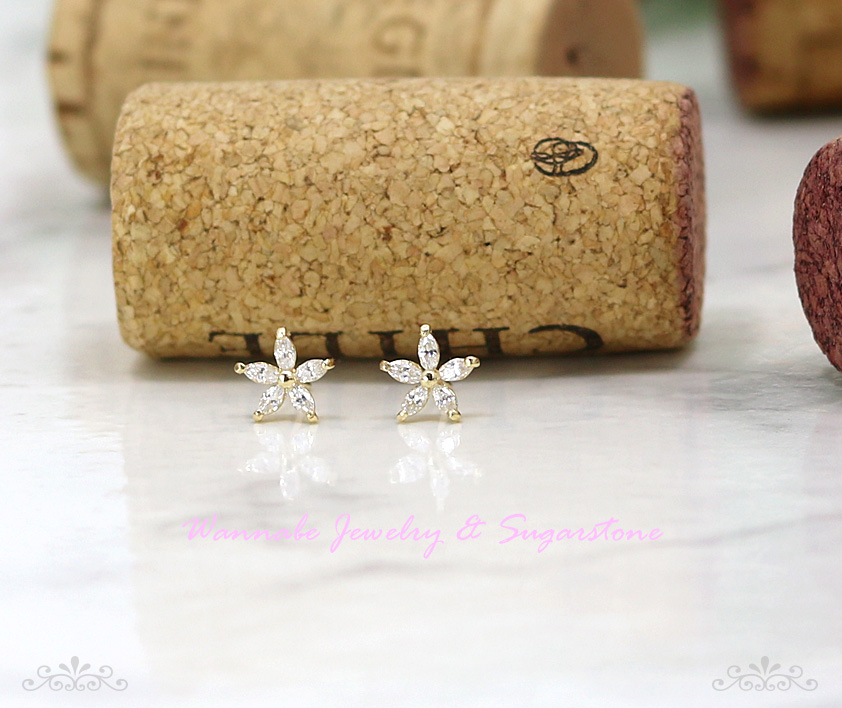 Flower Gold Pink Cubic 14k Earrings Sophisticated 