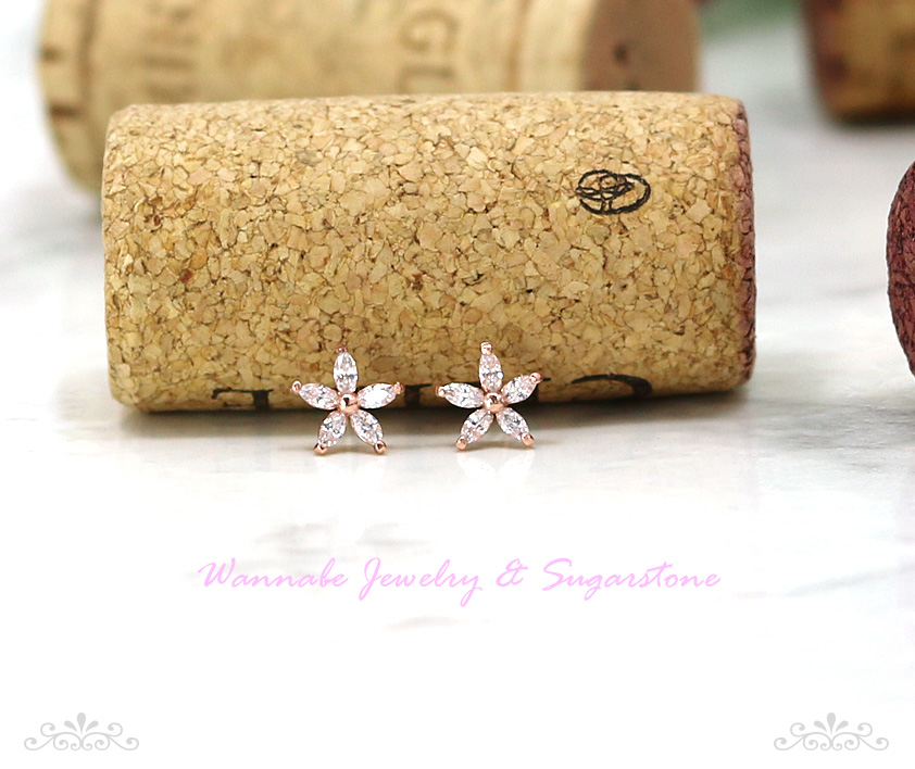 Flower Gold Pink Cubic 14k Earrings Sophisticated 