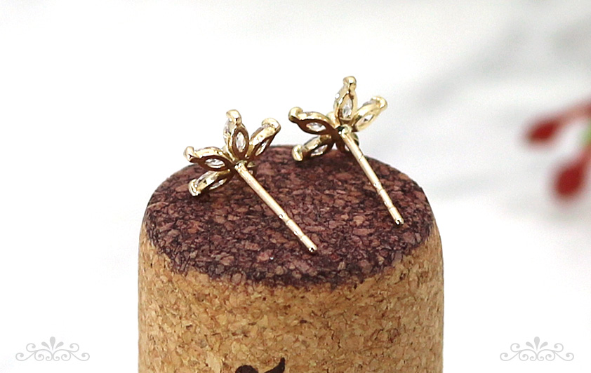 Flower Gold Pink Cubic 14k Earrings Sophisticated 