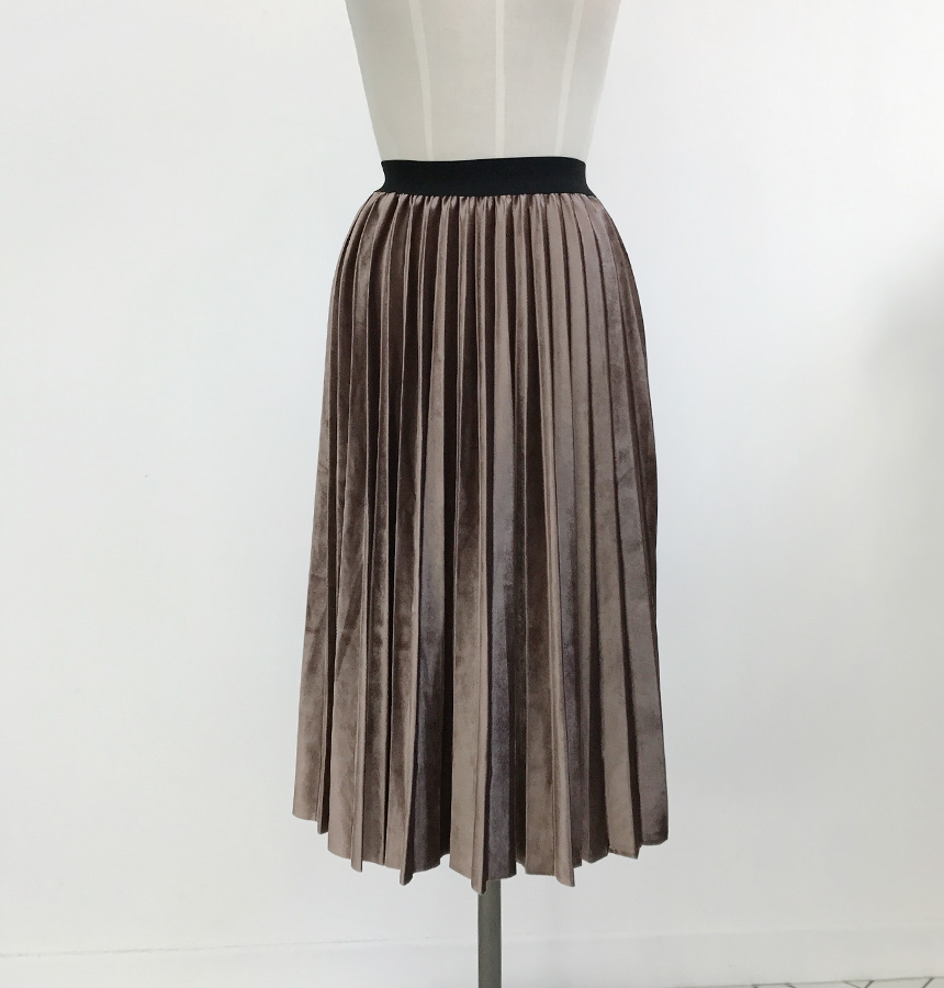 Velvet bending pleated skirt pleated skirt