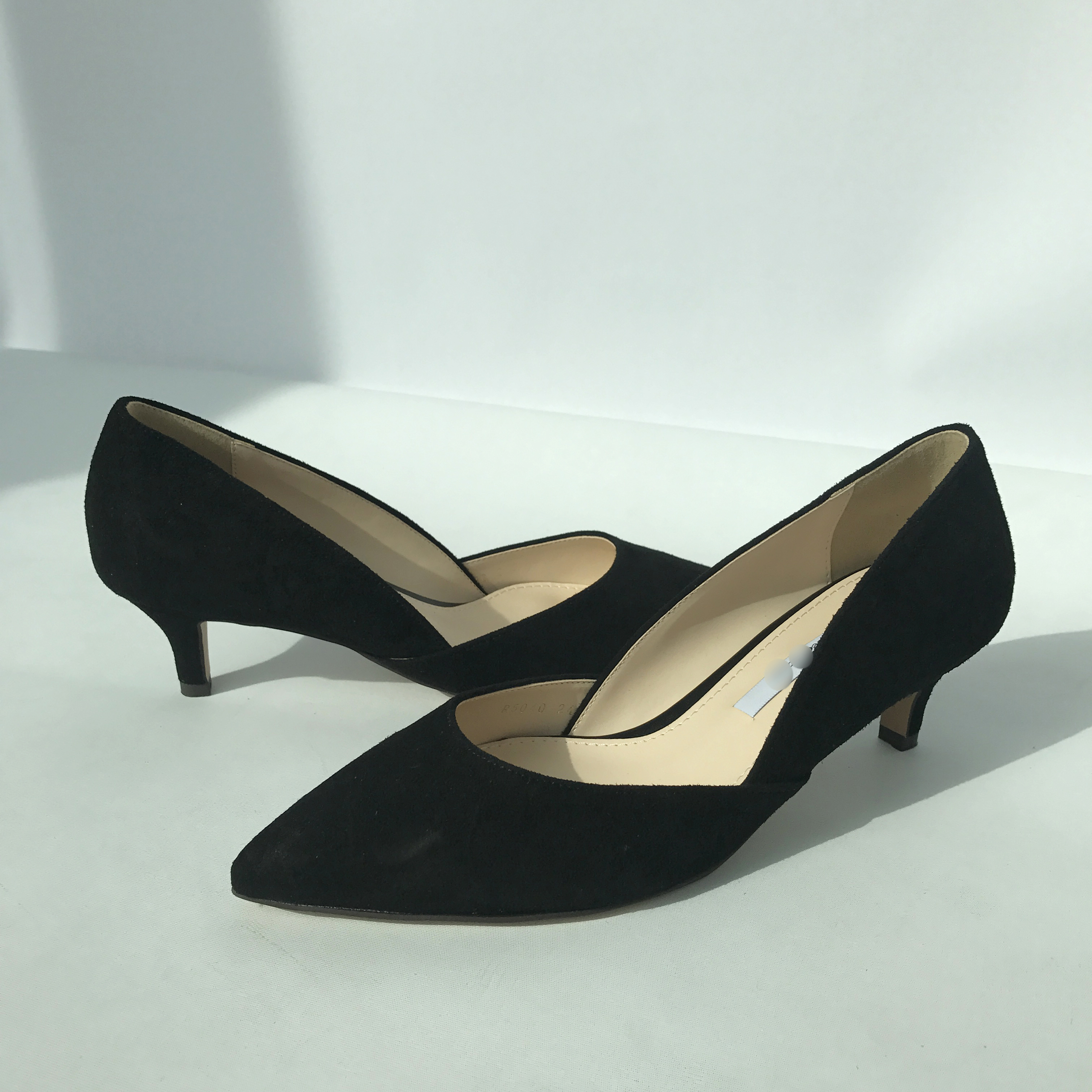 Sheepskin suede stiletto midsole 5cm handmade blac